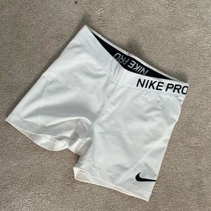 Nike pro spandex white shorts